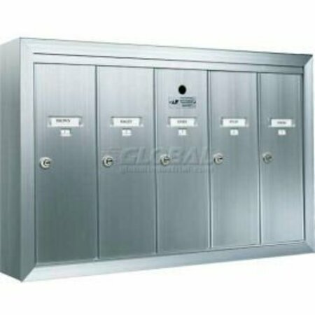 FLORENCE MFG CO Surface Mount Vertical 1250 Series, 5 Door Mailbox, Anodized Aluminum 12505SMSHA